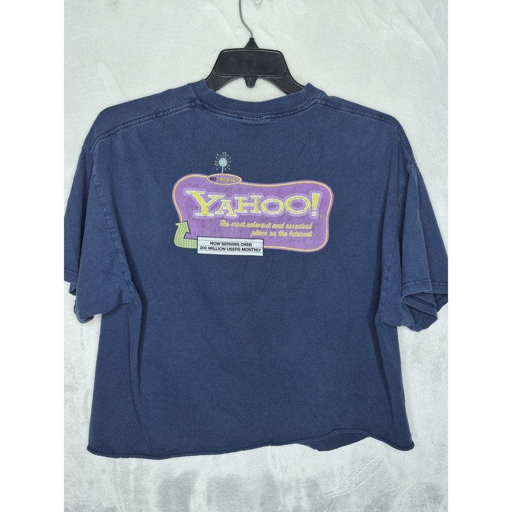 Vintage Yahoo Promo T Shirt Mens XL Blue Cutoff Tech Internet Computer